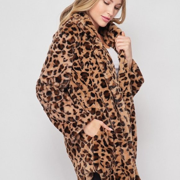NEW WOMENS FAUX FUR SUPER SOFT LEOPARD TEDDY JACKET - Picture 6 of 9